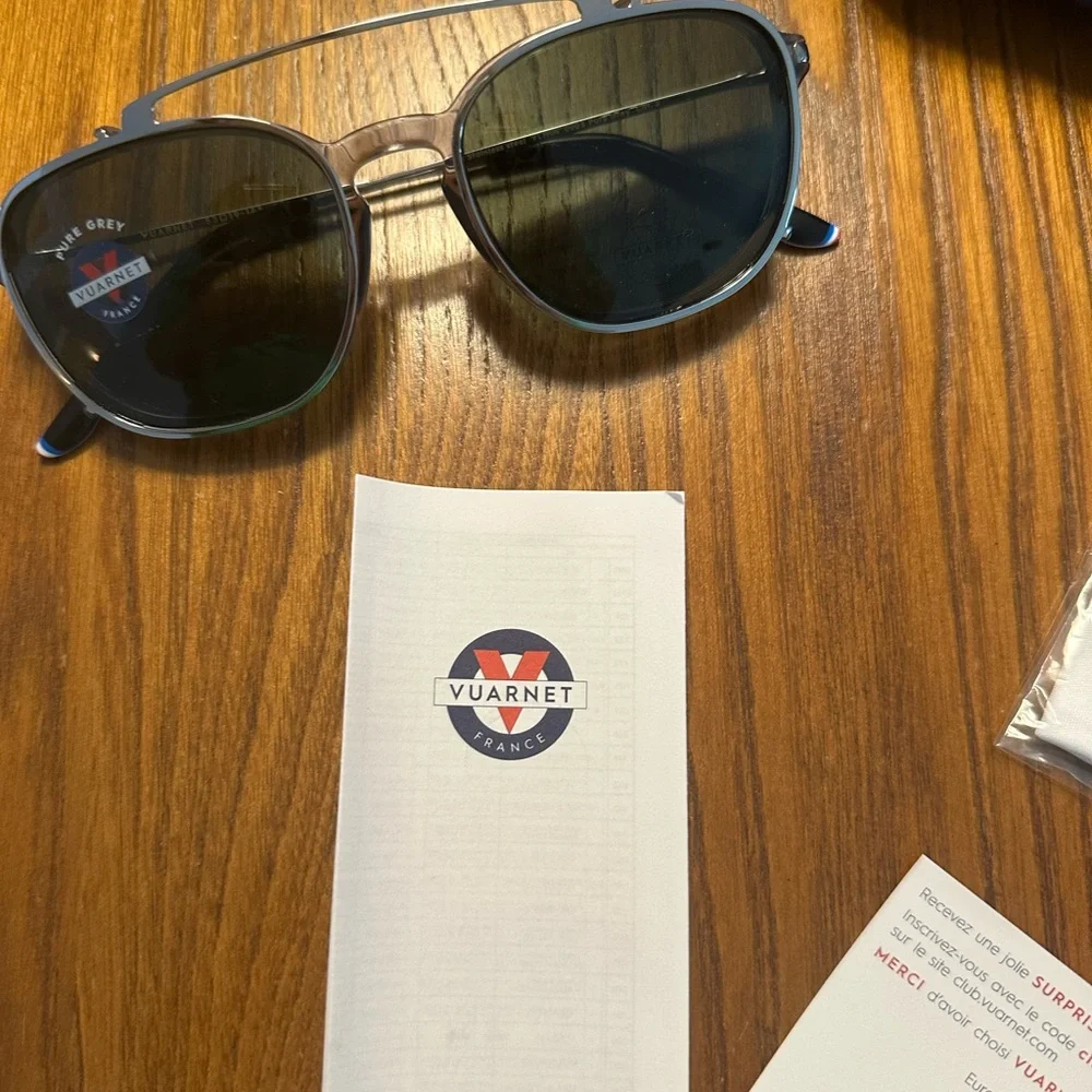 Vuarnet Metal Frame Sunglasses with Dark Green Lenses